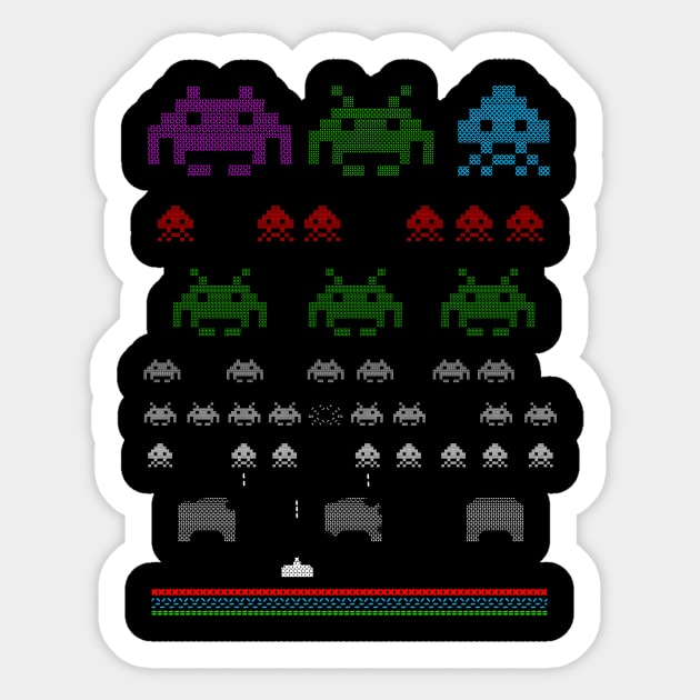 Knitted Space Invaders Sticker by TeeTeeProject